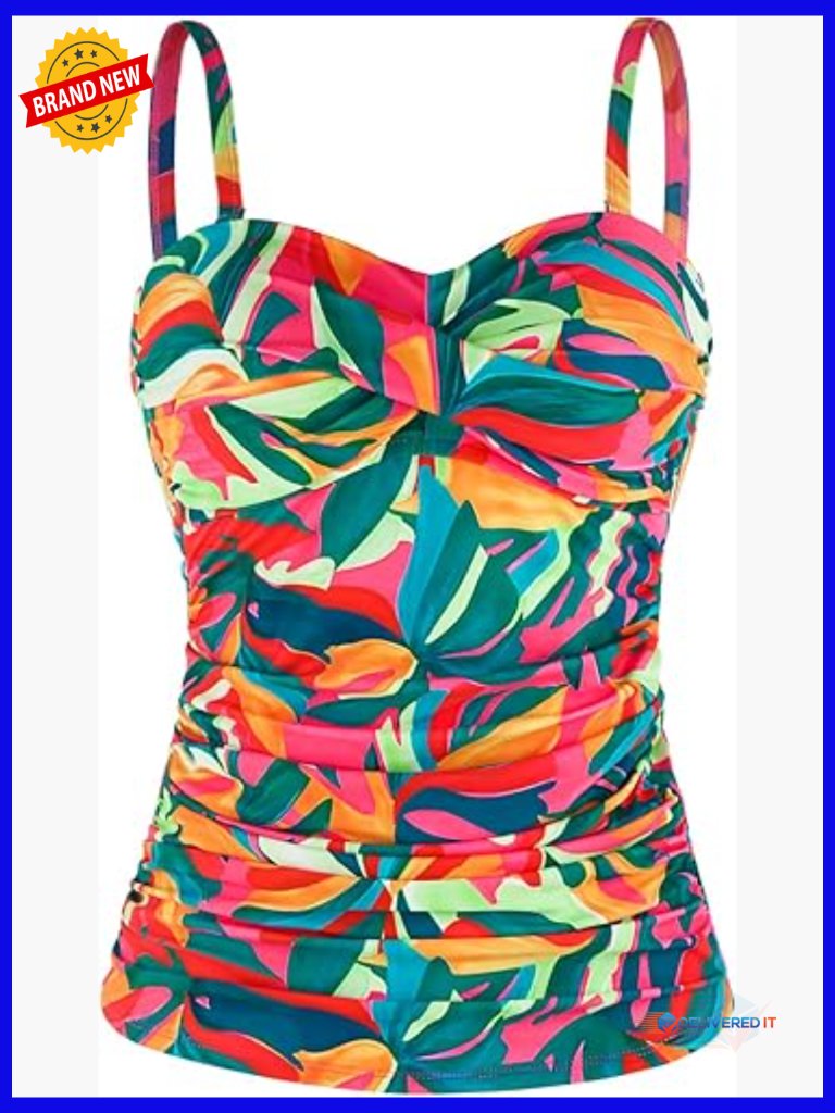 Strapless Bandeau Tankini Top Tummy Control Ruched Swimsuit Top Only